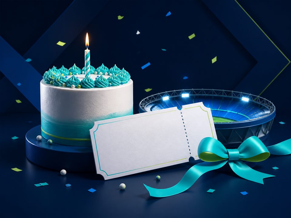 Doğum günü pastası ve spor bileti ile 1000 FreeBet bonusu illüstrasyonu