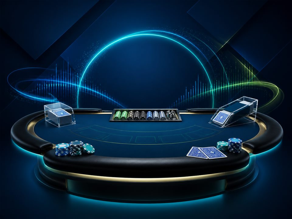 Canlı casino masası ve yayın ışığı ile canlı casino bonusu illüstrasyonu