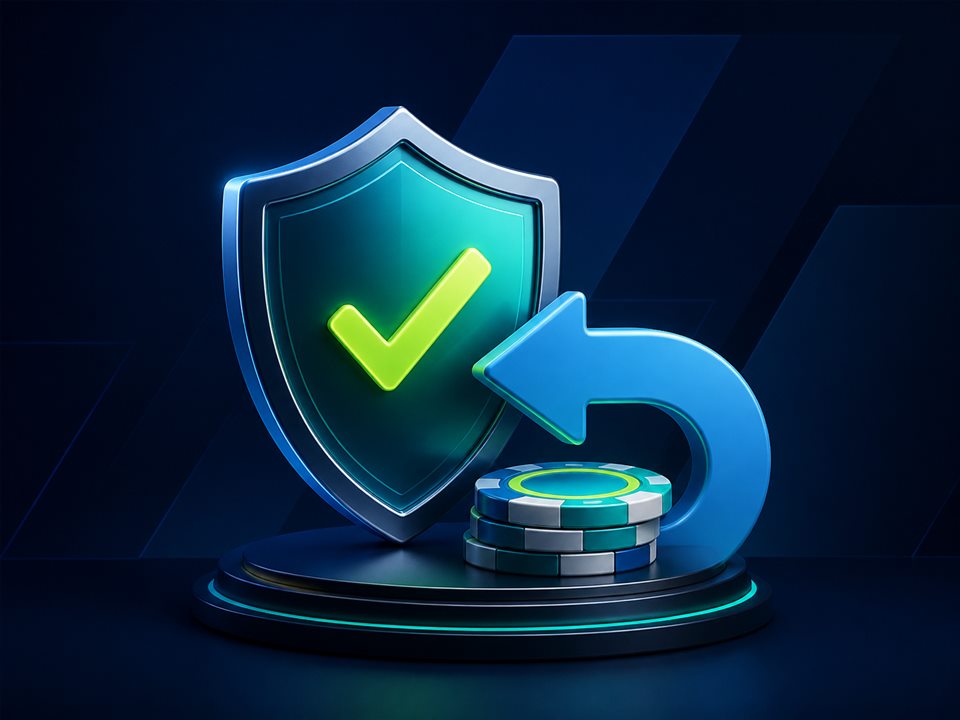 Koruma kalkanı ve dönüş oku ile casino kayıp bonusu illüstrasyonu